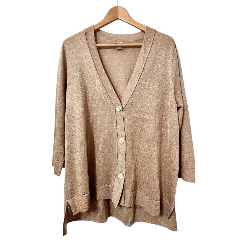 Chico's Gold Cardigan Sz 2 NWT